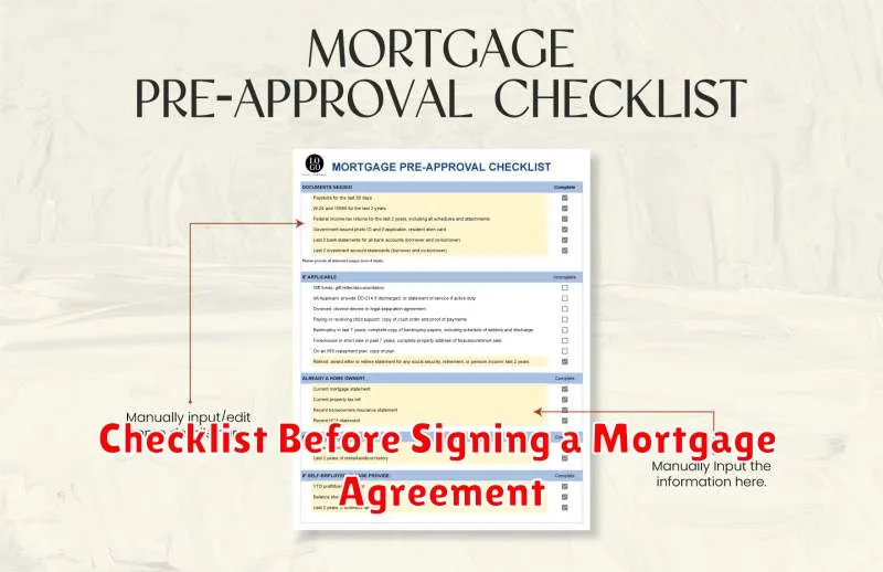 Checklist Before Signing a Mortgage Agreement